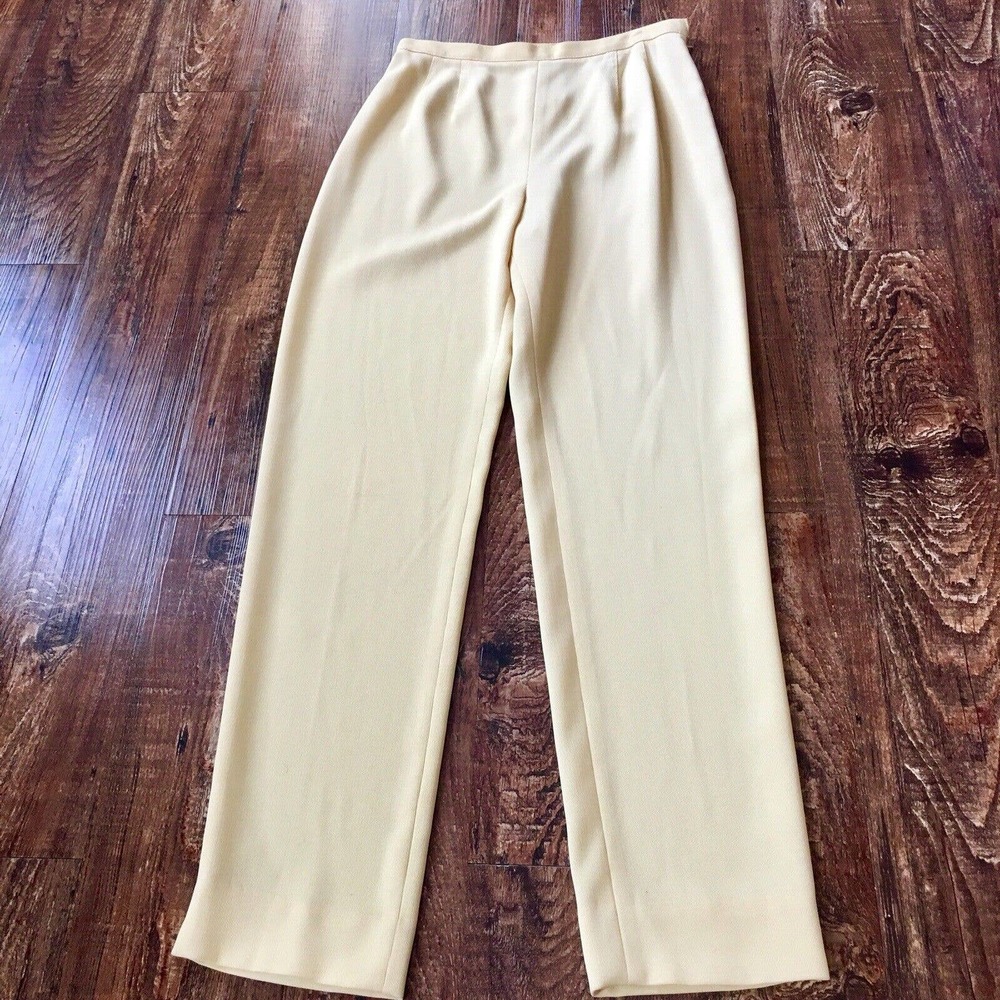 Renfrew Size 6 Pale Yellow Straight Leg Womens Trousers Pants Side Zip 1043